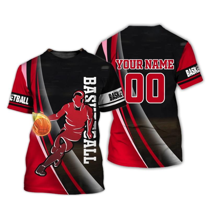 Outdoor Basketball Sports Men's T Shirt Personalization Name Print Short Sleeve Tee Fashion Breathable Clothing Summer Loose Top
