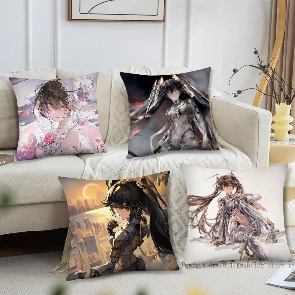 Lucia Pyroath Anime Game PPunishing Gray Raven Pillow Case Fashion Square Pillowcase Bedroom Sofa Room Ins Decoration Leisure