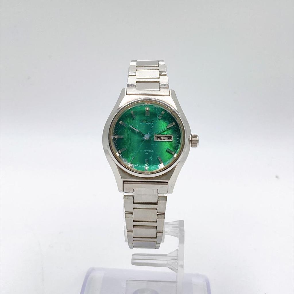 Used SEIKO Ladies Watch Automatic Working Day-Date Green 549