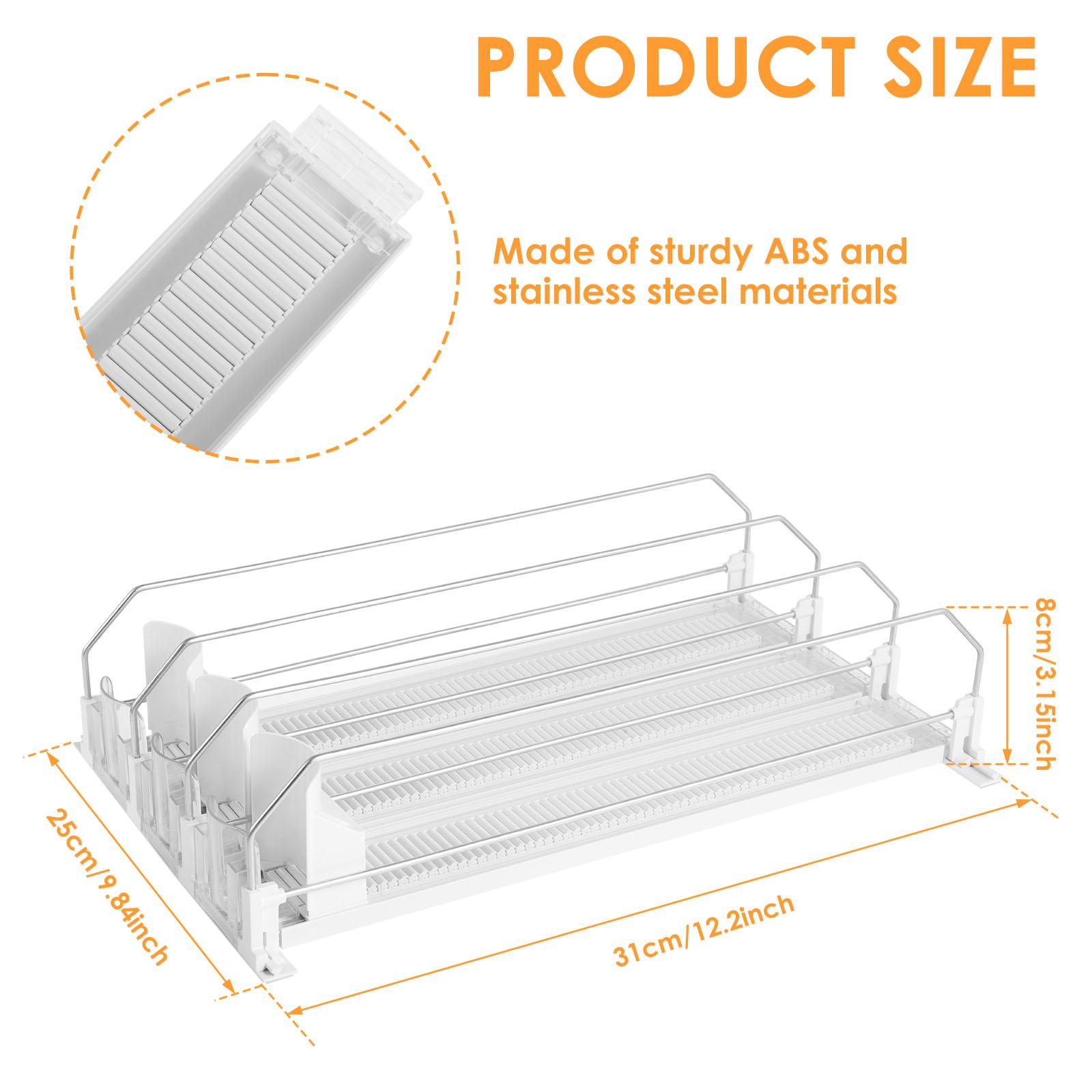 Fridge Drink Organizer Dispenser Canned Beverage Push Rack Self-Sliding Push Soda Can Dispenser Adjustable Width 3 Rows Kitchen