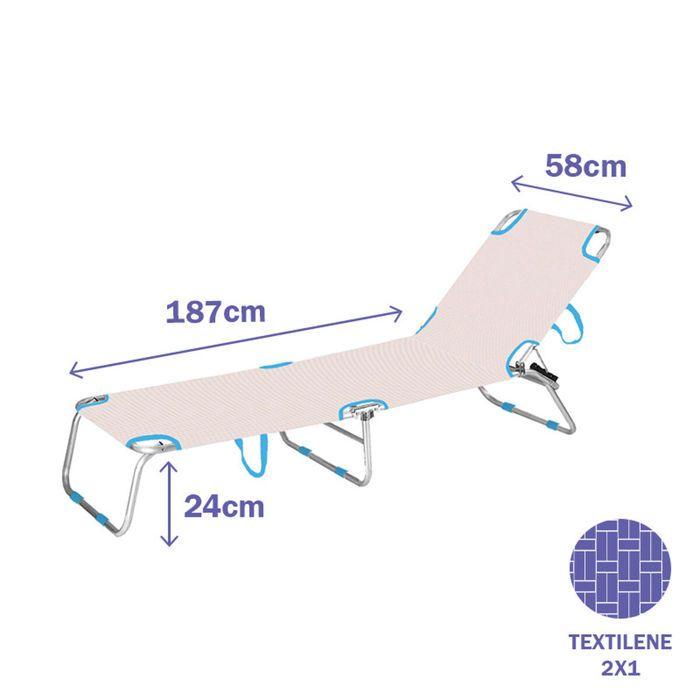 Lehátko - Marbueno - Skládací - Hliníkové - 3 polohy - Vícebarevné