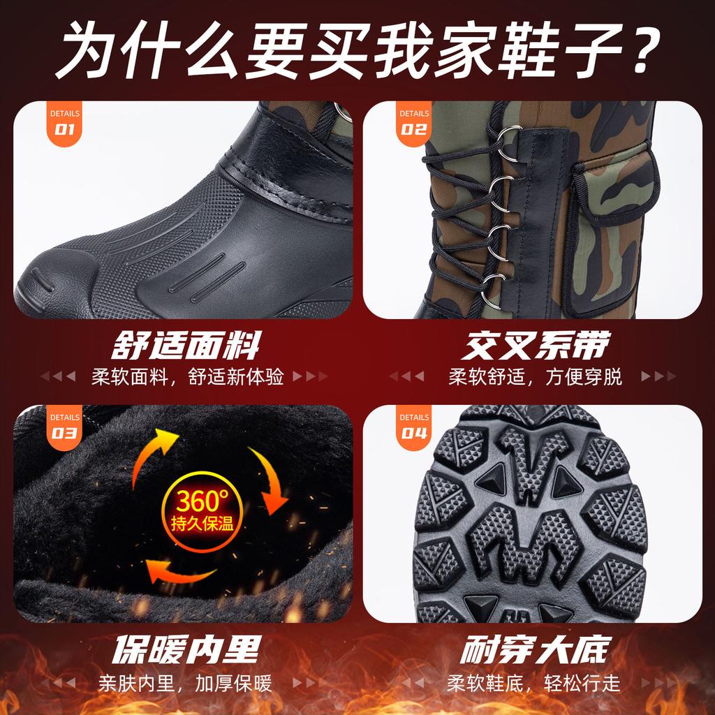 Buty bawełniane męskie nowe zimowe aksamitne ocieplane wysokie śniegowce wodoodporne i antypoślizgowe buty bawełniane na jeden pedał