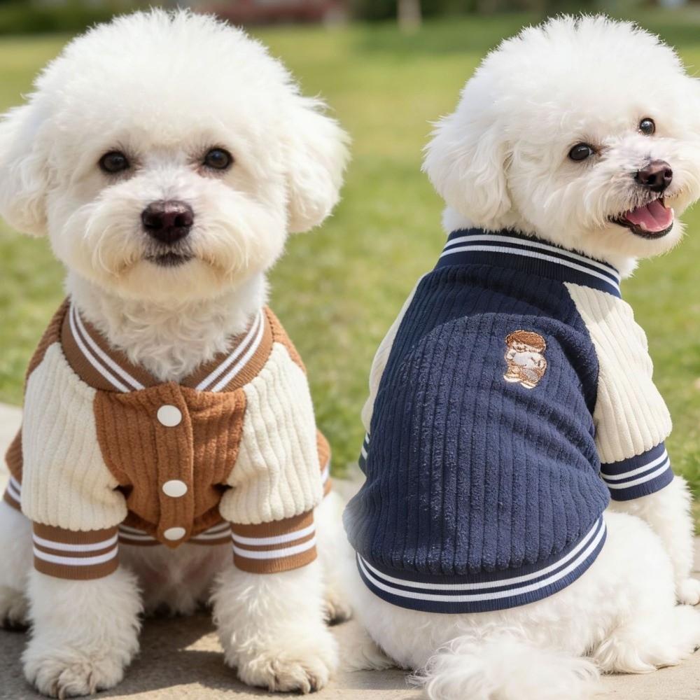 Warm Pet Baseball Jackets Fleece Puppy Spring Clothes Thickened Puppy Coat Pet Wear