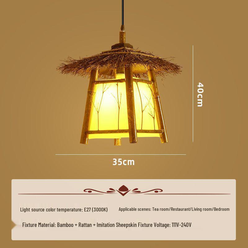 

Retro Bamboo Pavilion Chandelier: Creative Chinese Style for Tea Rooms, Corridors, and Outdoor Spaces. 35*40cm