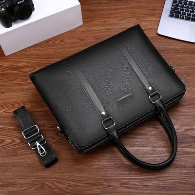 Herentas Zakelijke Pendelaar Schoudertas Heren Tote Computer Tas Horizontale Dubbele Rits Aktetas Crossbody Tas