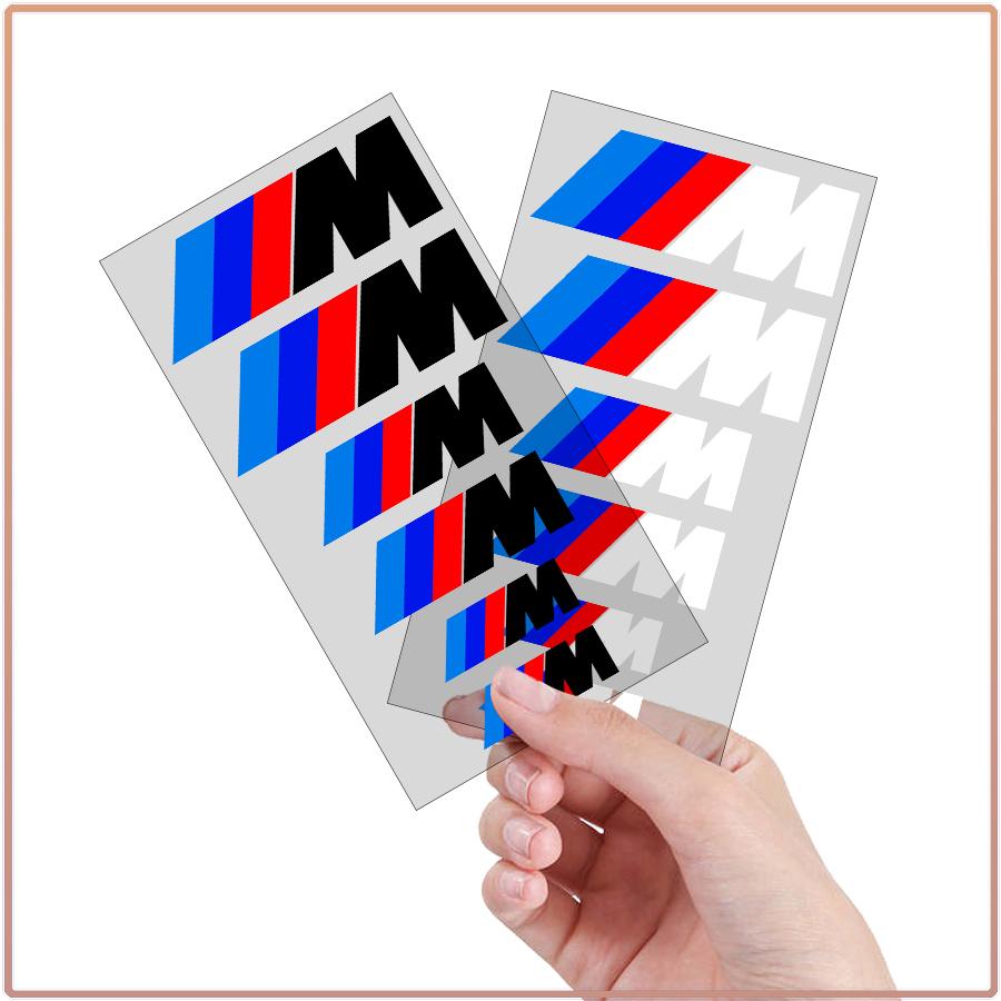 6 Stuks/Set Sportauto Remklauw 3D Stickers Wielnaaf Decoratie Accessoires of Bmw M3 M4 M5 M6 F20 F30 G20 F31 F34 F10 G30 F11 X3 F25 X4 I3 1 3 5 Serie