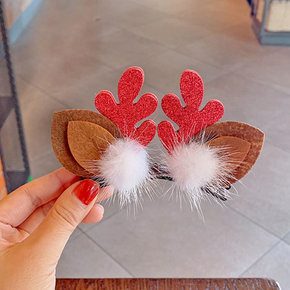 Christmas Hair Hoop Girls Plush Reindeer Antlers Deer Ear Christmas Party Cosplay Girls Headbands Festival Hair Accessories Gift