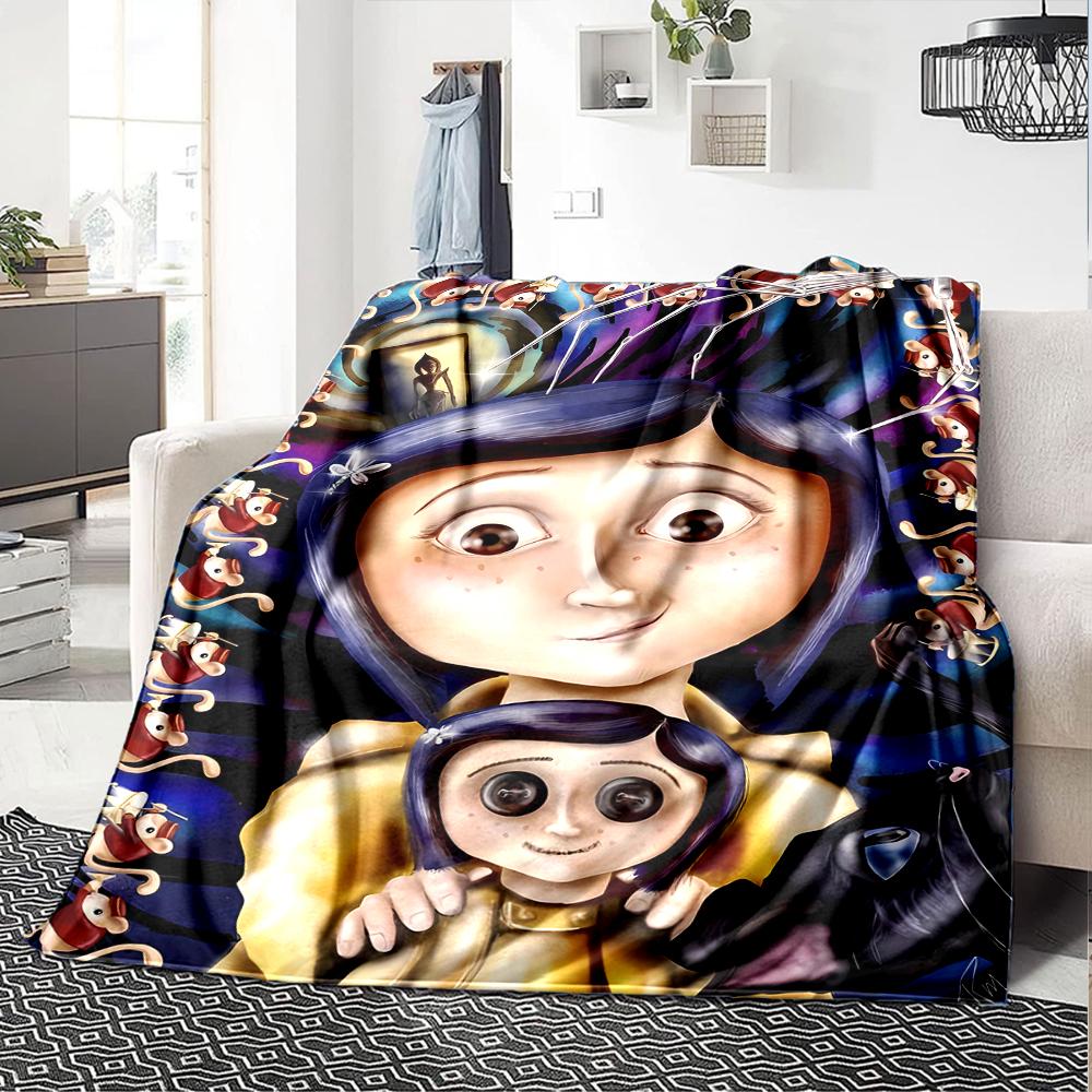 1pc Coraline (6) Blanket, Gift, for Men and Women, Soft Blanket, Good for Sofa Bed Couch Travel, Lightweight Flannel Blanket