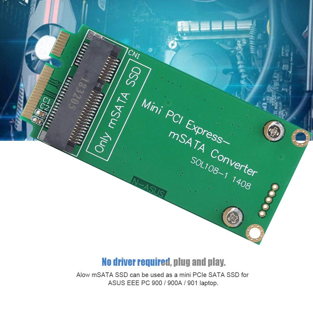 Conversor de Cartão Adaptador para ASUS Mini PCI-e Pinagem SATA, Placa Riser SSD mSATA para SSD Mini PCIE SATA, Suporta SSDs mSATA 30x50mm