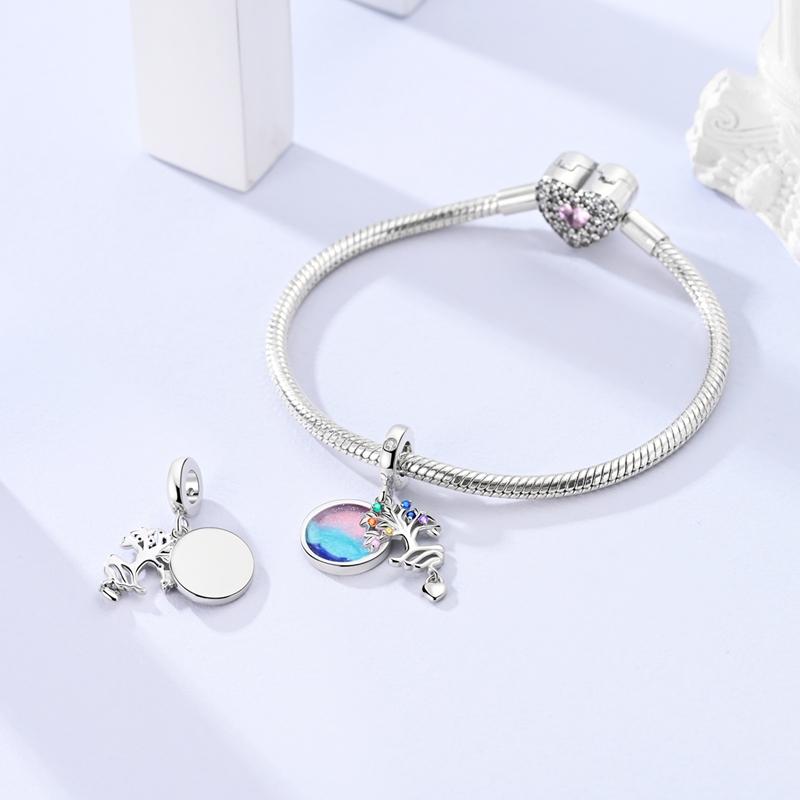 Original Charms Copper Colorful Life Tree Heart Pendants Fit Charms Plata Bracelets For Women Women Jewelry Making Diy