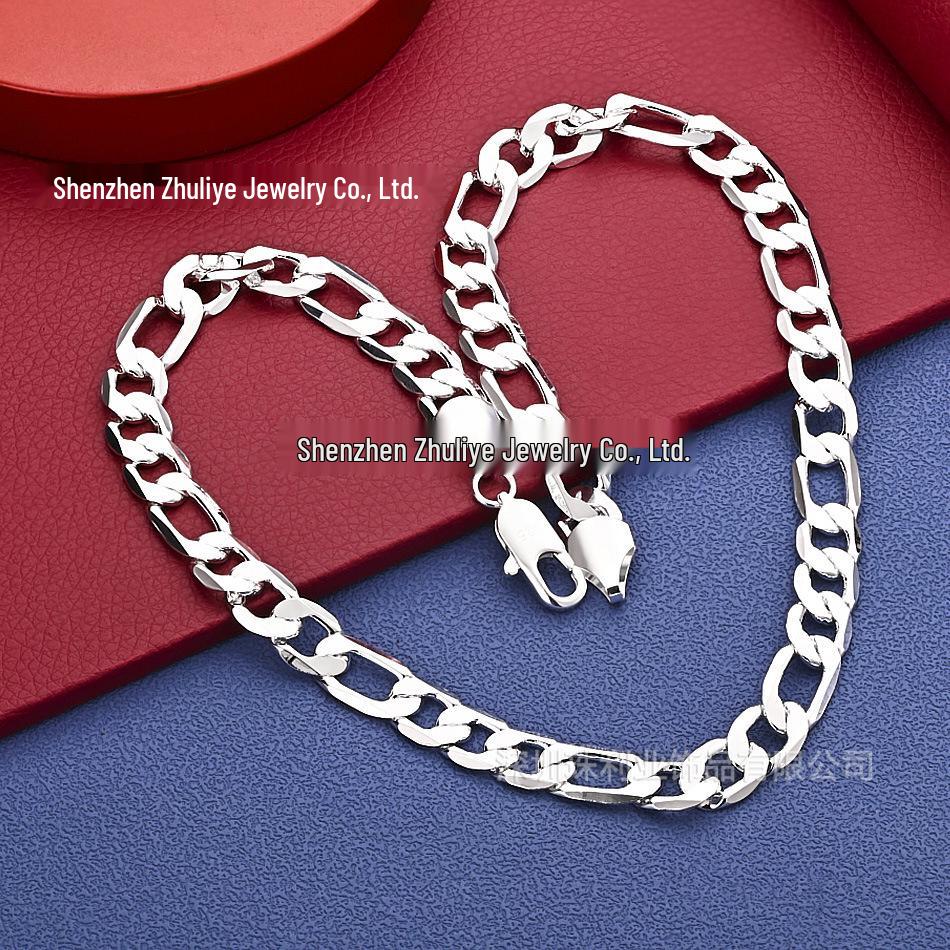 16-30 Inch Fashionable 925 Silver 2-12MM Multi-Strand Sideways Necklace