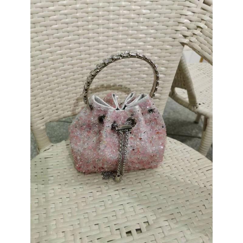 2026 Womens Crystal-Embellished Crossbody Bag Fringe Detail Small Square Shoulder No Top Handle