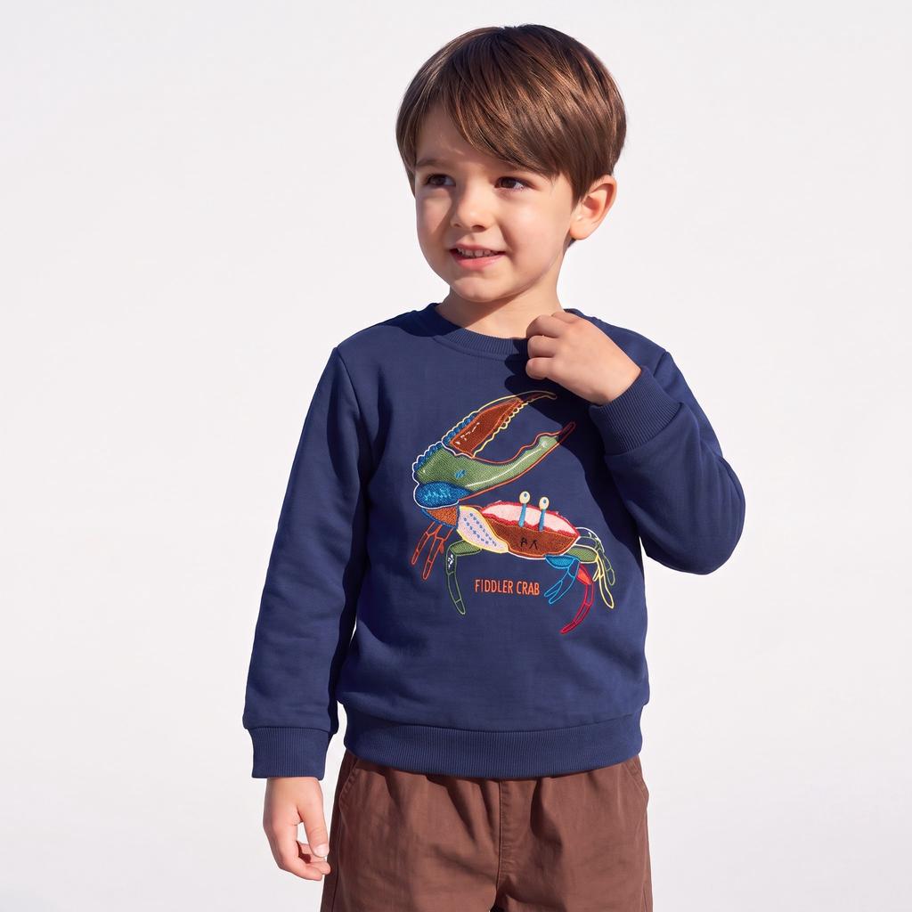 Boys Neck Sweatshirt Long Sleeve Pullover Fall Winter Casual Top