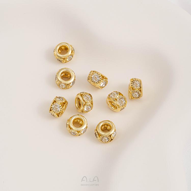 

Медные бусины-бочонки с бриллиантовым покрытием из 14-каратного золота для браслетов DIY