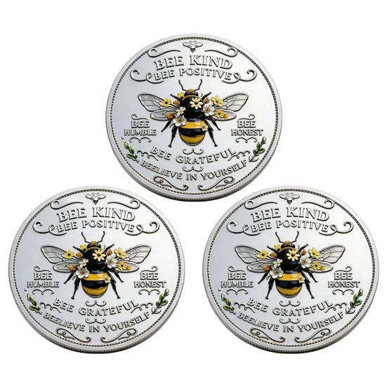 Bee Kind Positivity Commemorative Coin Motivational Bee Challenge Coin Double-Sided Inspirational Collectible Token Gift for Friends Family