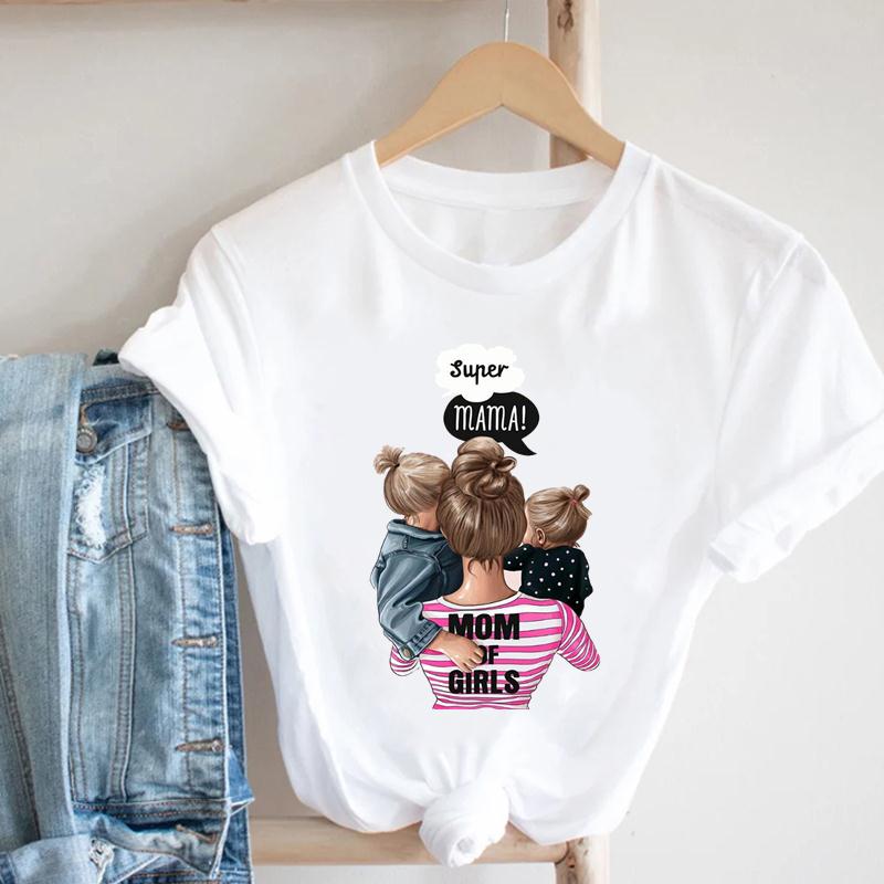 Summer Fashion Mom Daughter Son Short Sleeve Women Clothing Mother Casual Print Tee Top T-shirt Lady Female Graphic T-shirt