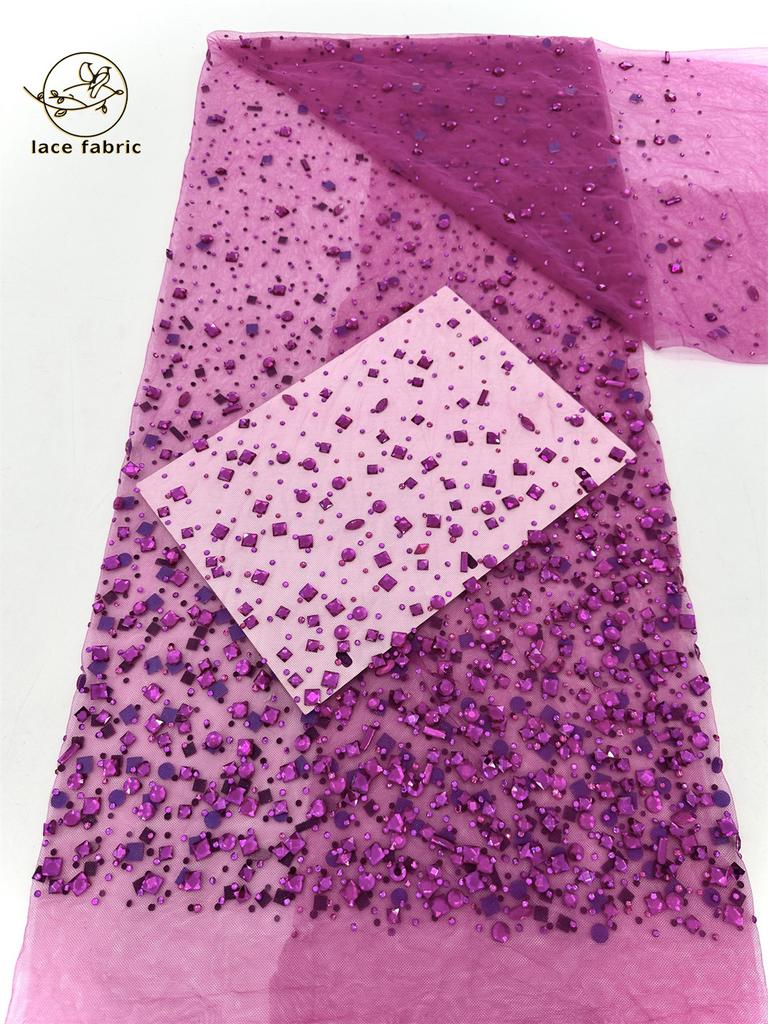 African Heavy Stones Lace Fabric 2025 High Quality for Women Nigerian French Stones Tulle Lace Fabric Wedding Party Dress Sewing