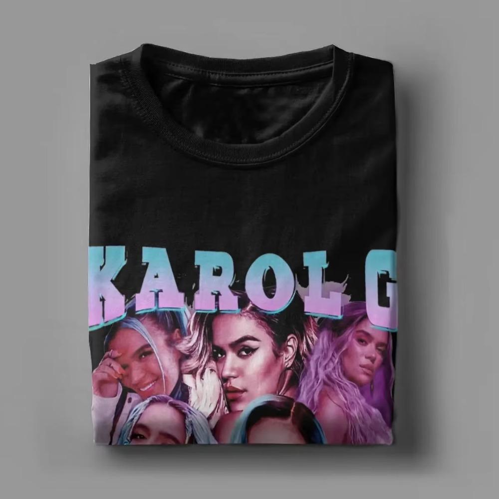 Funny Karol G T-Shirts Men Round Neck Pure Cotton T Shirt Short Sleeve Tees Gift Tops