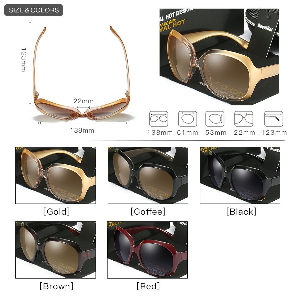 Royal Hot Women Men Big Oval Frame Resin Polarized Uv400 Sunglasses Eyewear Glasses