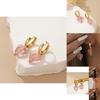 Modern Pink Heart Crystal Earrings For Women Trendy Copper Electroplated