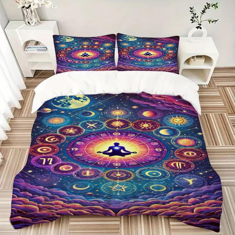 3pcs Cosmic Meditation Duvet Cover Set, Soft Comfortable Duvet Cover,Guest Room (1*Duvet Cover + 2*Pillowcase, Without Core) yy251104126