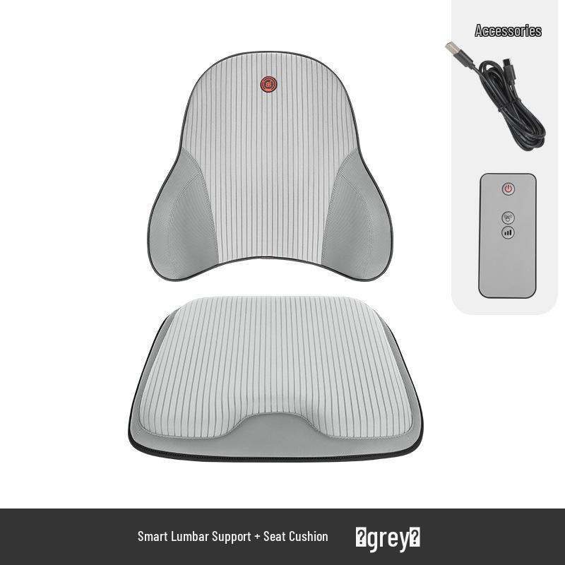 Electric Massage Lumbar Support Pillow - Memory Foam Car Seat Cushion with Remote Control.