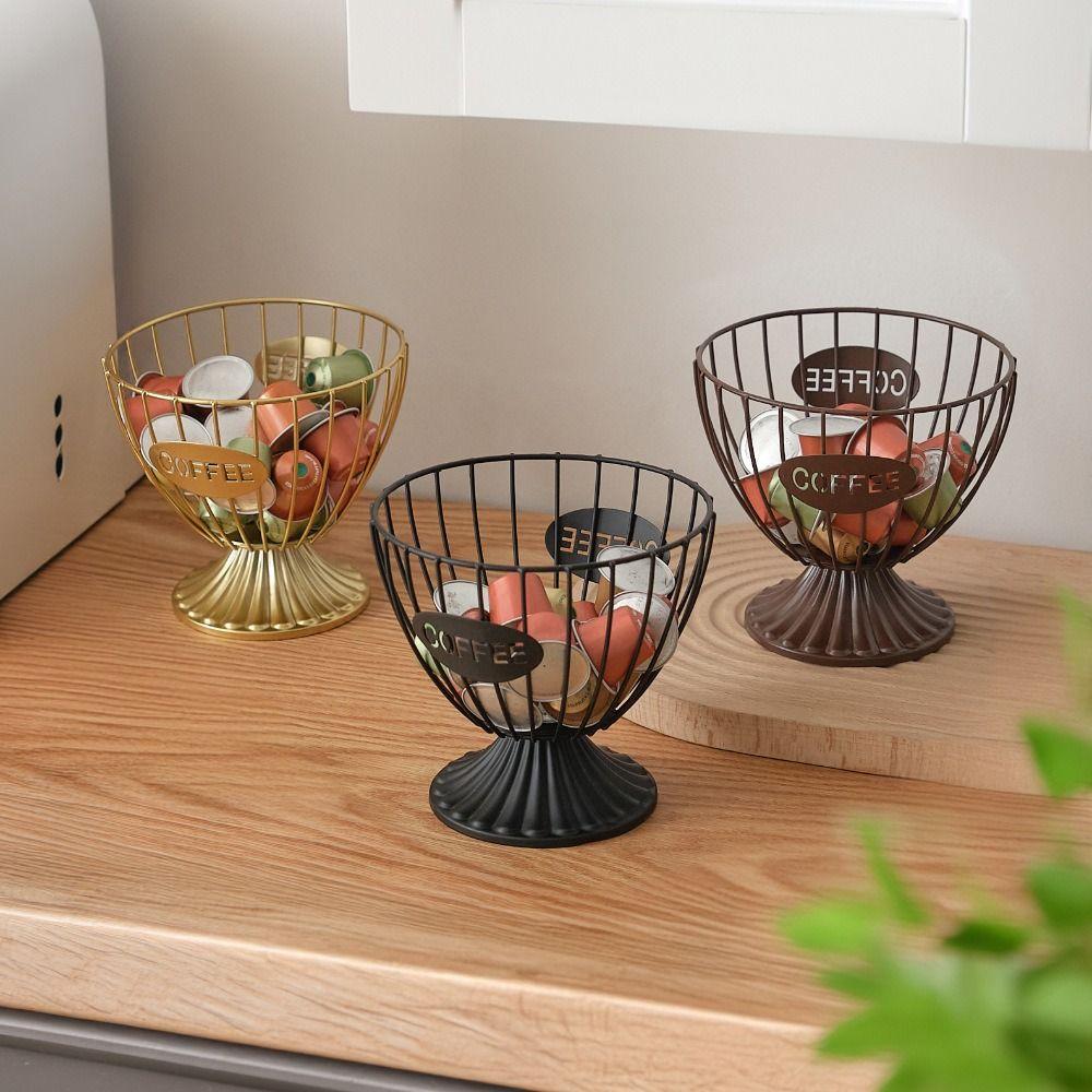 Large Capacity Coffee Capsule Holder Multi-functional Space Saving Metal Coffee Display Basket High Quality