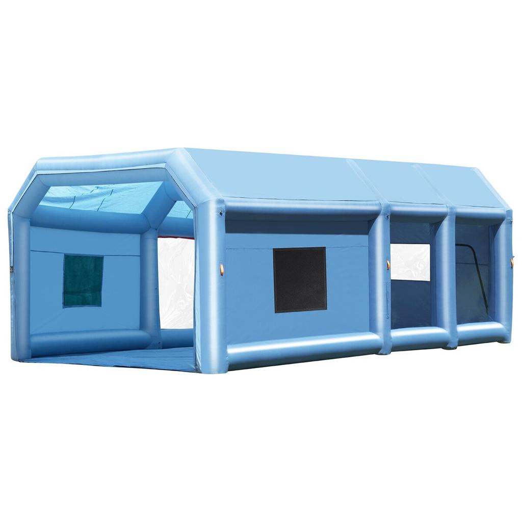 Aufblasbare Lackierkabine, 32,8 x 21 x 14,8 Fuß Aufblasbare Spritzkabine, mit leistungsstarken Gebläsen von 1100W+750W und Luftfiltersystem, Tragbare Autolackierkabine