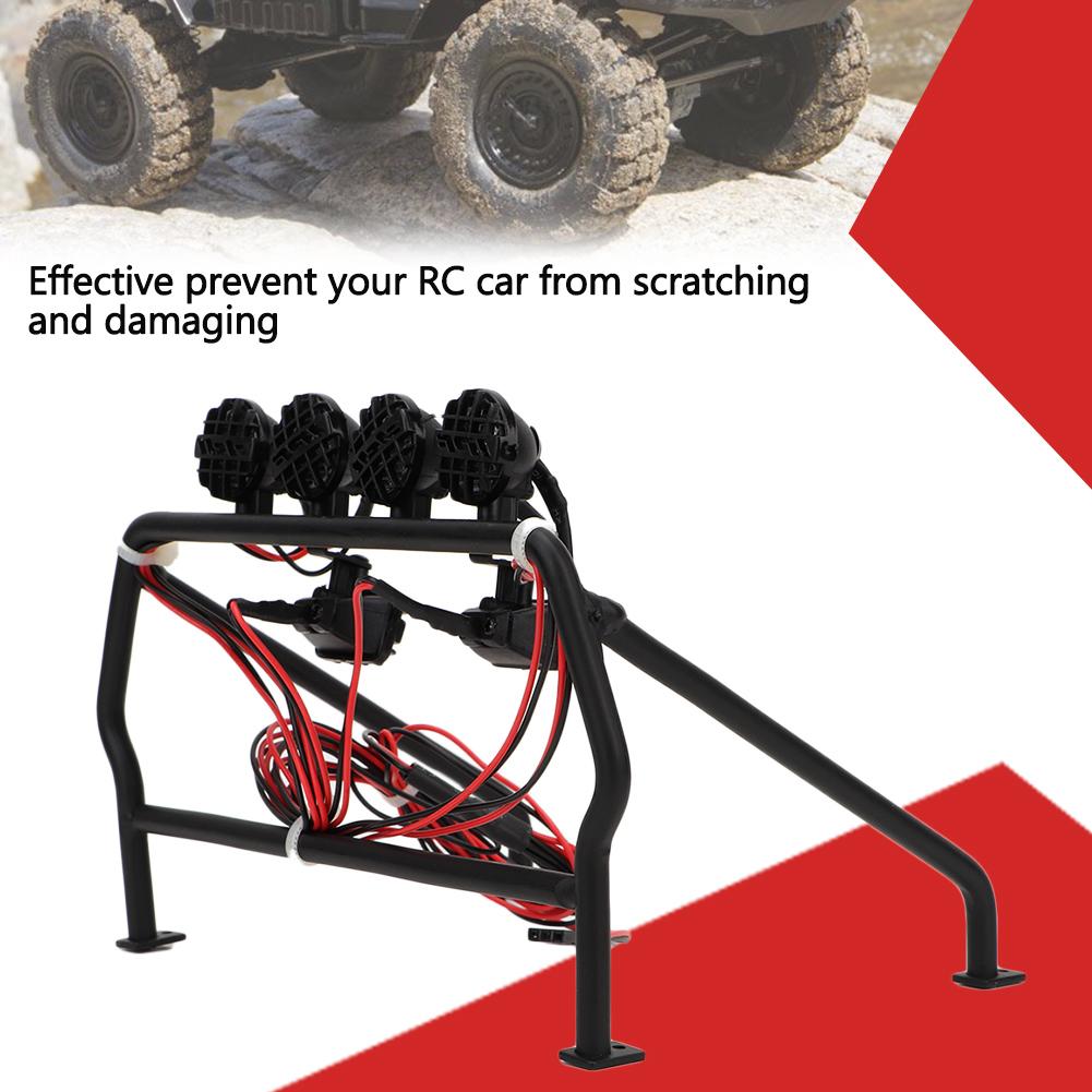 Metal Roll Cage with 6 LED Light Fit for SCX10 1 10 Axial 4WD RC Car