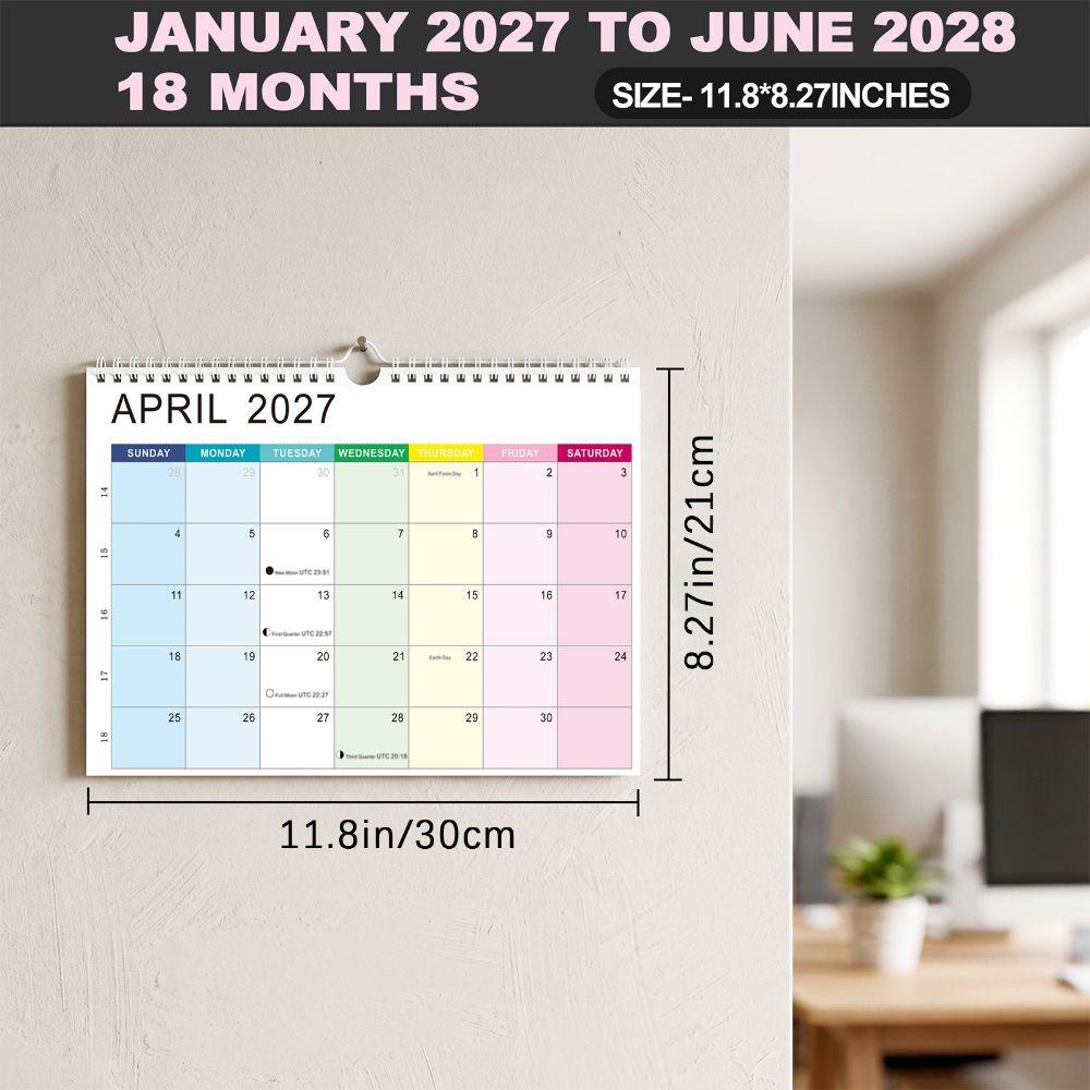 Jan. 2027 - June. 2028 English Calendar Holidays Marked Hanging Calendar Wall Calendar  Home