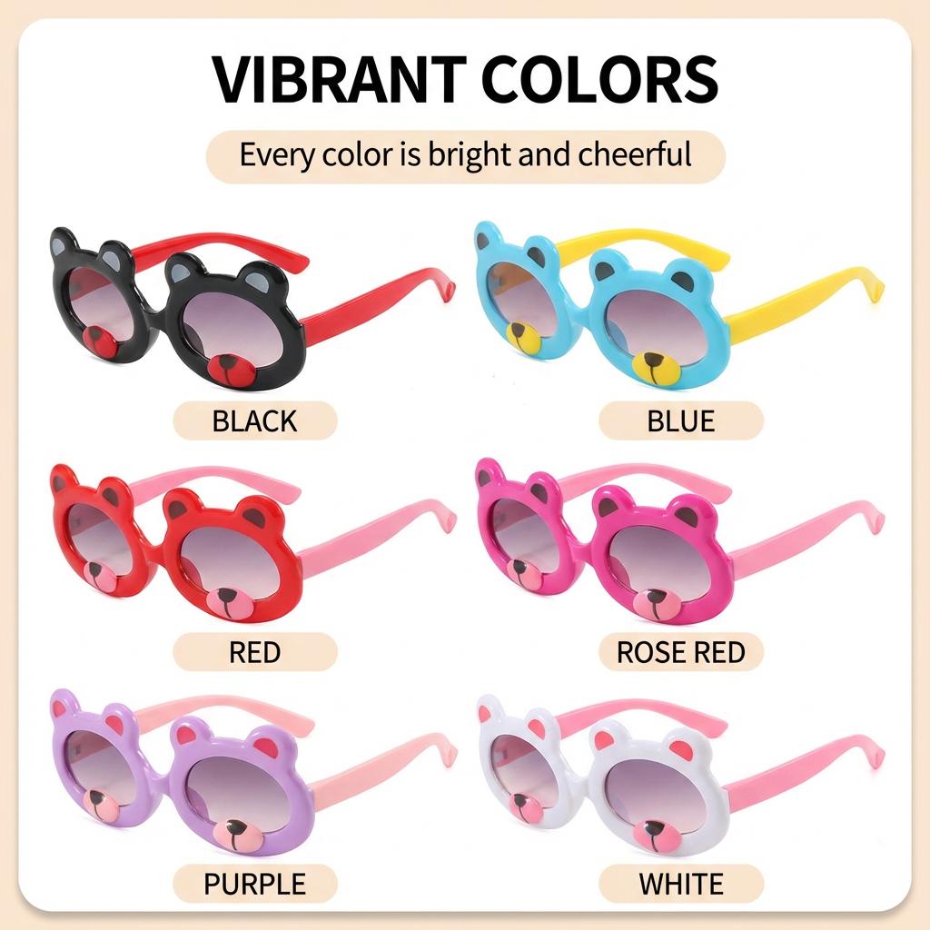 Cute Bear Kids Sunglasses Cartoon Animal Child Sun Glasses Outdoor Beach Eyewear Boys Girls Shades Baby Eye Protection Shades