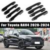 4pcs Carbon Fiber Chrome Car Door Handle Cover Scratch Protective Accessories For Toyota RAV4 2020 2026 2026 2026 2026