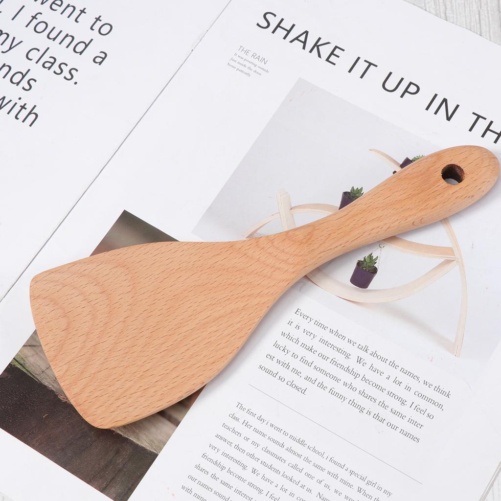 1pc Wooden Rice Shovel Natural Wood Cooking Spatula Non-Stick Kitchenware For Home Restaurant Hotel Use Wooden Kitchenware For