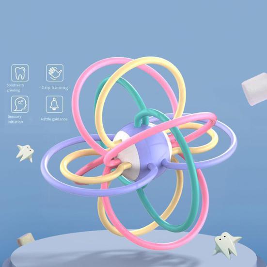 Sensoryczna piłka dla niemowląt, gryzaki dla dzieci w wieku 0-3 lat, miękka plastikowa piłka do gryzienia, zabawka do treningu chwytu ręką, piłka grzechotka
