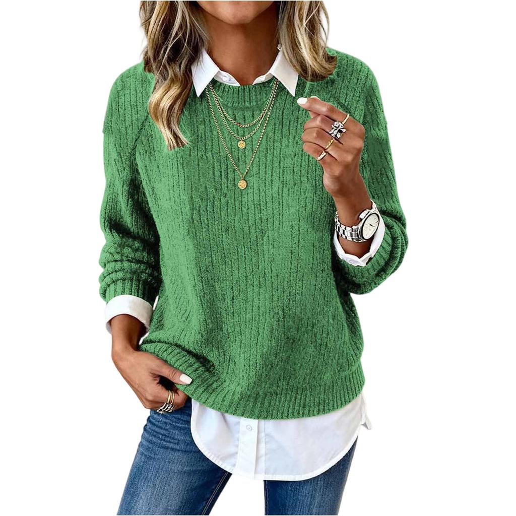 Fashionable Women's Long-sleeved Round Neck Casual Sweater