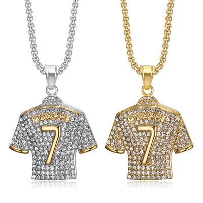 Neue Mode und Kreativ Explosiv Hip-Hop Diamantbesetzt Fußballstar Nr. 7 Trikot Anhänger Halskette