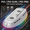 Support de refroidissement puissant à double ventilateur pour PS5/PS5 Slim/PS5 Pro, Plusieurs modes de lumière RVB Effet de course, Conception de support stable