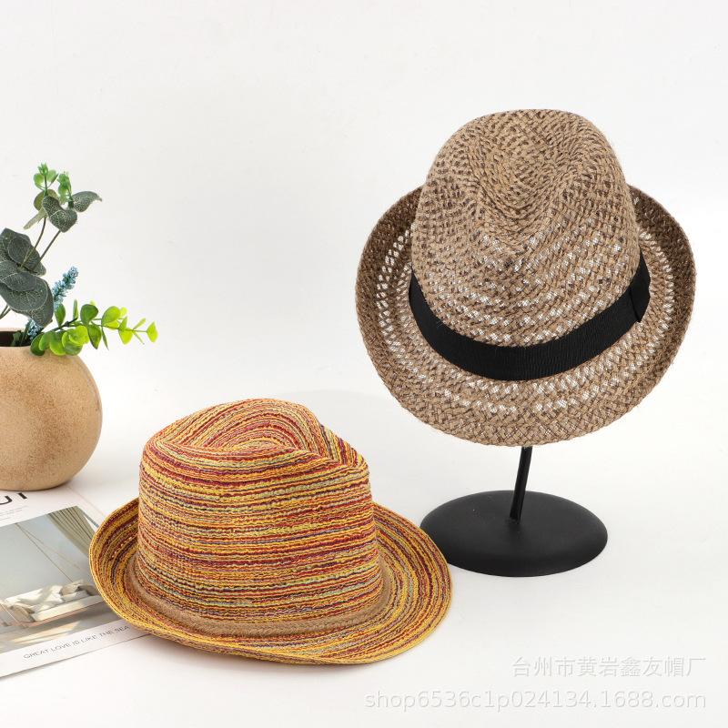 My Extreme Outdoor Activities Women's Summer Foldable Jazz Straw Hats Colorful Breathable Woven Sun Hat Short Brim Panama Men's Cuban Cap Packable Kentucky