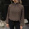 Light and Mature Style Blouse, New Autumn Style, See-through, Retro Polka Dot, Chiffon Long-sleeved Shirt for Women