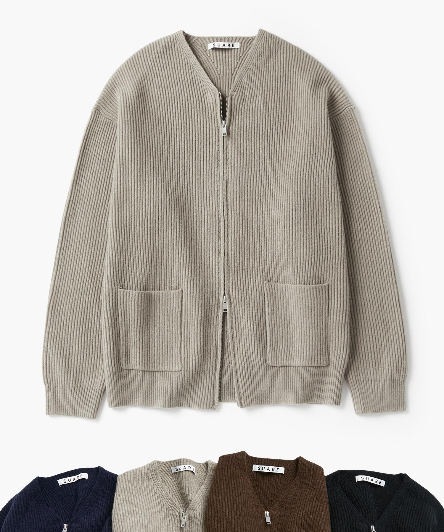 Suare V-Neck Two-Way Zip-Up Knit - 4 Colors 4 Color/M