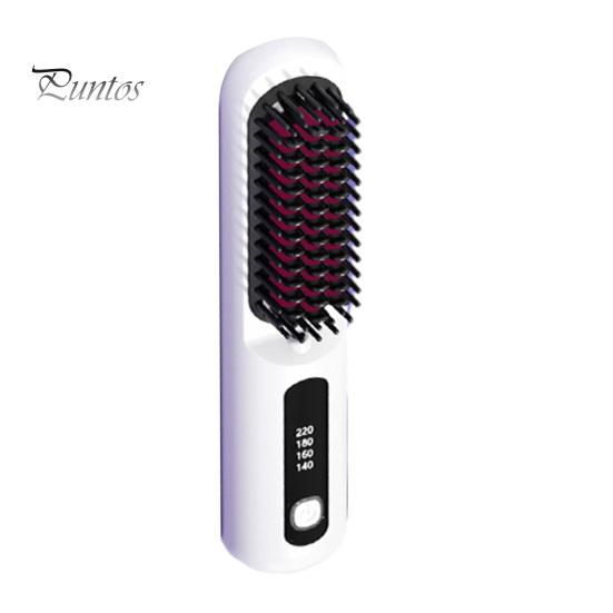 Nano-ceramic Hair Brush Cordless Straightener with 3 Temperature Settings Portable Mini Travel Straightening Comb Rechargeable Fast Heating