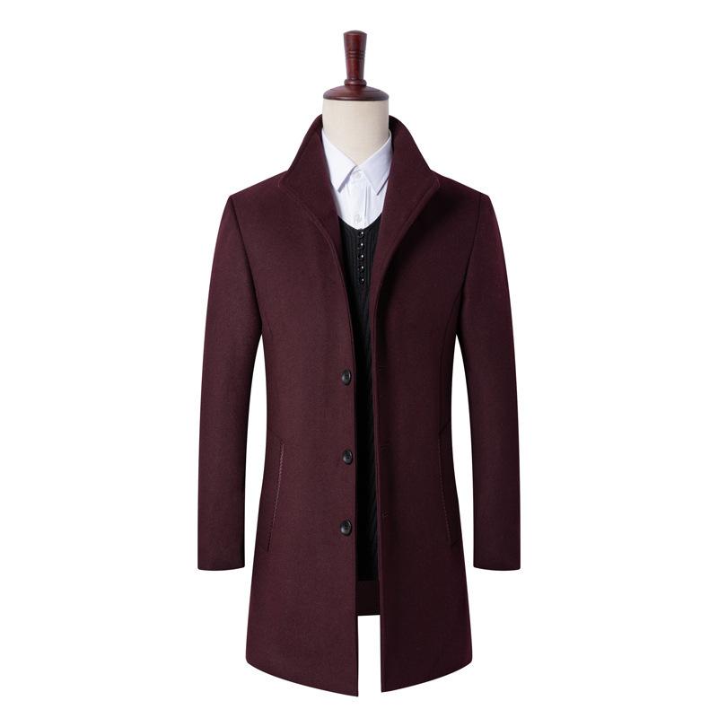 Korean Version of Fashion Men's Woolen Coat Casual Wool Men's Trench Coat Non-ironing Woolen Coat Jacket
