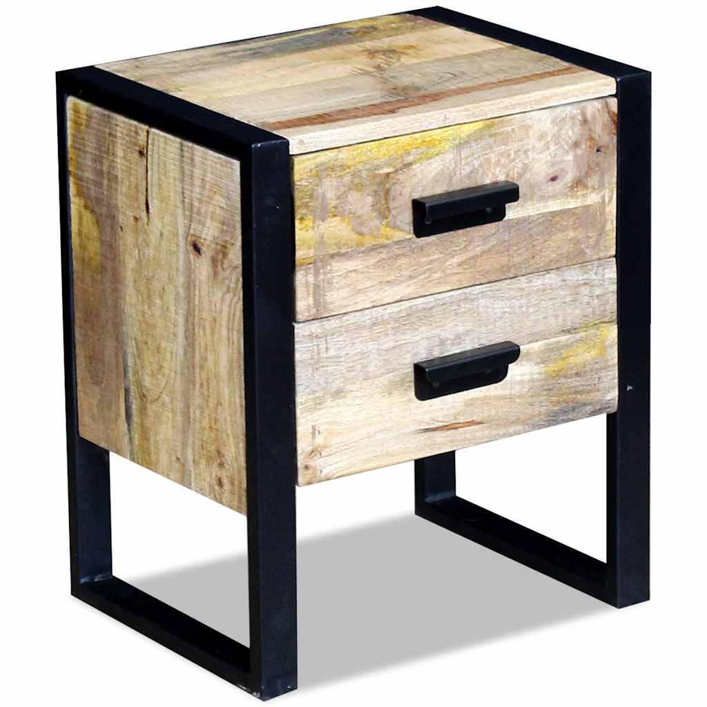 Side Table with 2 Drawers Mango Wood 43 x 33 x 51 cm