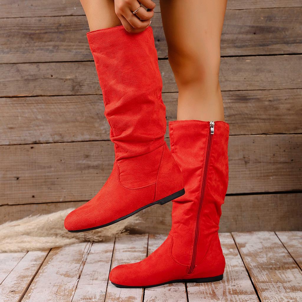 Übergrößen Schuhe für Damen 36-43 Herbst Frühling Mode Damen Plateau Bequem Rutschfest Wadenhohe Stiefel Freizeit Damenstiefel