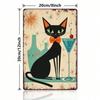 Vintage Black Cat Martini Metal Wall Poster, Retro Bar Patina Sign