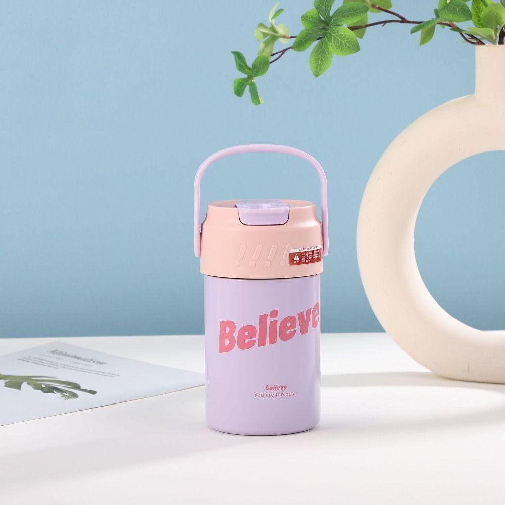 with Straw Handle Stainless Steel Thermos Mug Straw Thermal Water Bottle  Coffee Tea