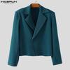 INCERUN Autumn Winter Men Long Sleeve Front Cross Cropped Short Blazer Coats