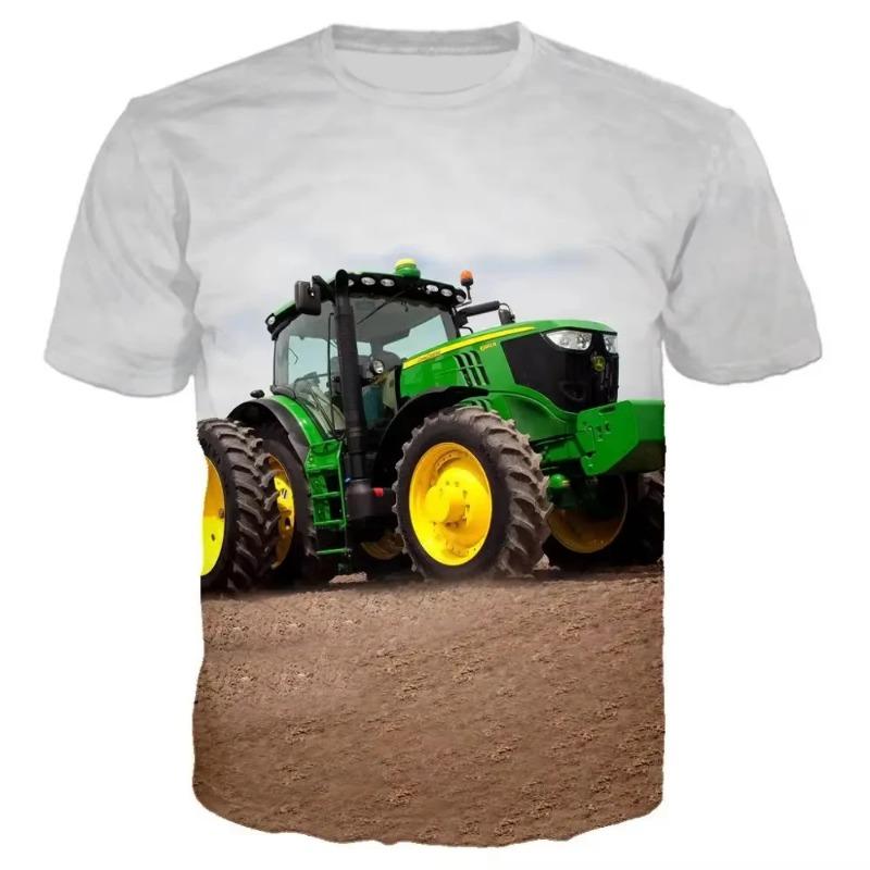 Cool 3D Tractor Print Kids Clothes Boys Tshirt Short Sleeve Fashion Children Summer Clothes Outdoor Active Children's Clothing