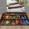 Vintage Broken Bookshelf Carpet Door Mat WELCOME Rug Non-Slip Indoor Mat Machine Washable Rug for Living Room Entryway