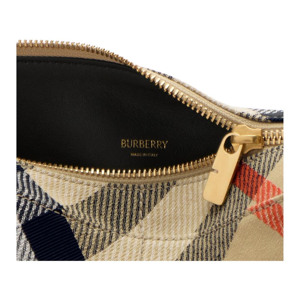 Burberry Vintage Check Black Leather Crossbody Bag With Gold Hardware For Daily Use